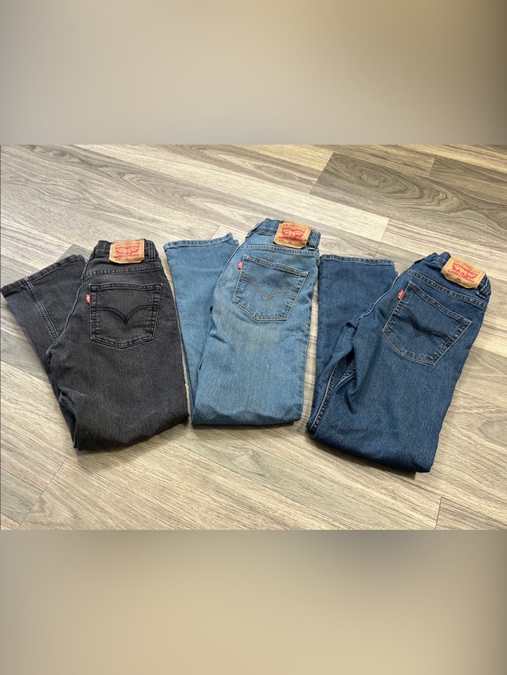Levi's Men's Straight Jeans Trio - Black, Light Blue, Dark Blue